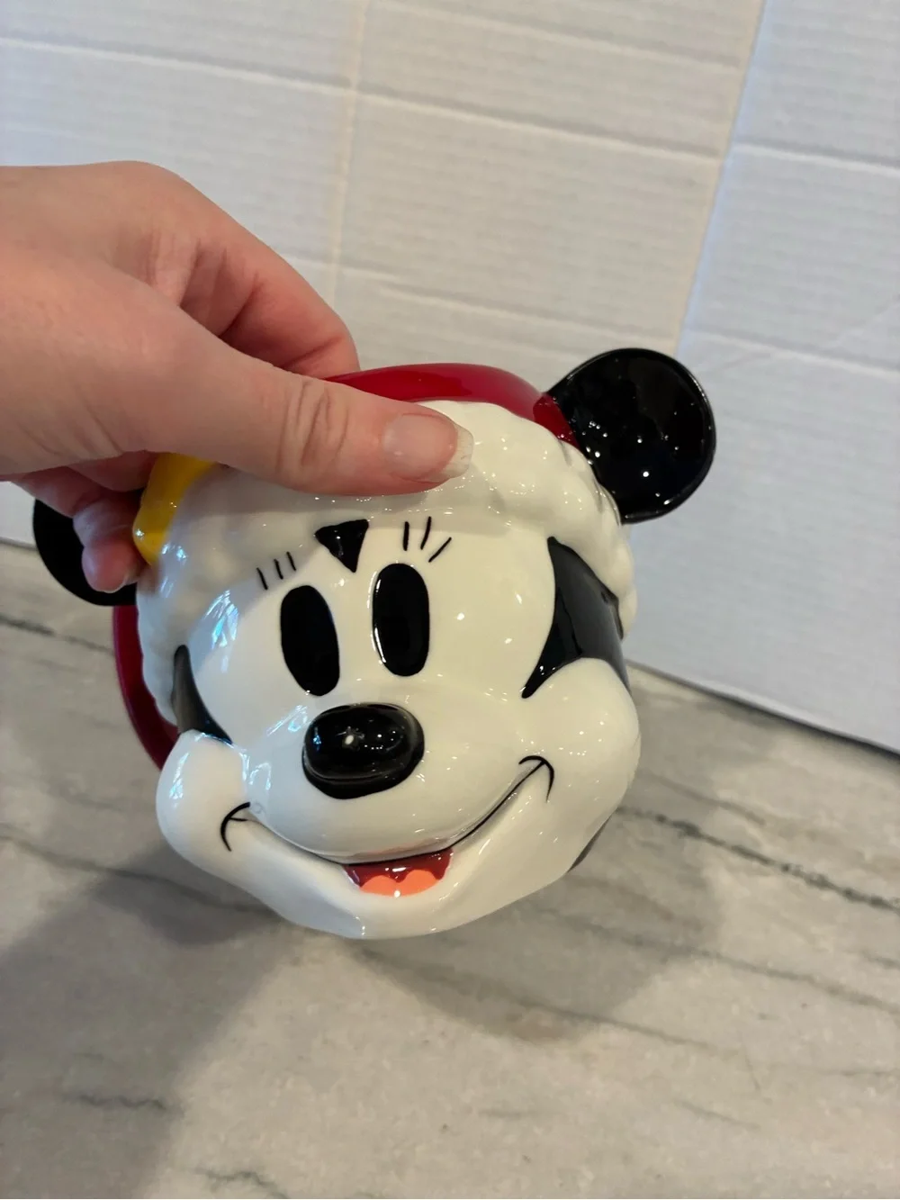 New Williams Sonoma Minnie Mouse Figural Mug cocoa Christmas kids holiday Disney